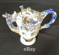 Vintage Chinese Ceramic Coffee Teapot Tea Pot and lid Phoenix Dragon