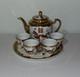 Vintage Chinese Dragon Gold Tea Pot Set With Plate And 4 Cups -new