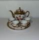 Vintage Chinese Dragon Gold Tea Pot Set With Plate And Cups