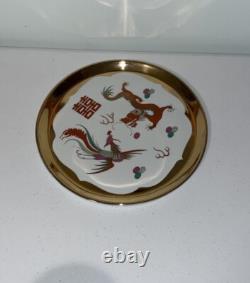 Vintage Chinese Dragon Gold Tea Pot Set with Plate and Cups