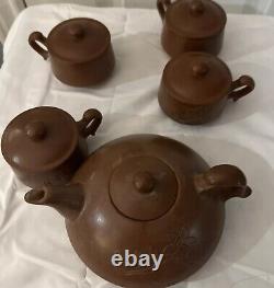 Vintage Chinese Terracotta Tea Set 10 Pieces New Never Use With Out Box