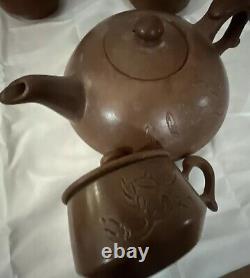 Vintage Chinese Terracotta Tea Set 10 Pieces New Never Use With Out Box