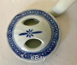 Vintage Chinese Travel Tea Set Basket, Wedding Basket Chinese Blue White Teapot