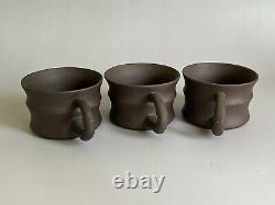 Vintage Chinese Yixing Zisha Purple Sand Tea Pot Set Signed 1980s