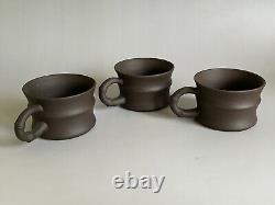 Vintage Chinese Yixing Zisha Purple Sand Tea Pot Set Signed 1980s