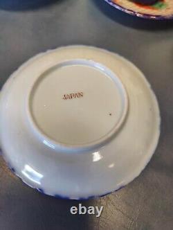 Vintage Cobalt & Gold Japanese Porcelain Chocolate Geisha Tea Pot Set 12 Pieces