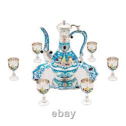 Vintage Coffee Pot Tea, Crafts Teapot Cup Set, Tea Service Set for Tea Table 6Cups