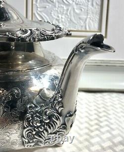 Vintage Community Ascot Tea Pot Silver Plated Etched Victorian Etched Design