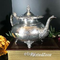 Vintage Community Ascot Tea Pot Silver Plated Etched Victorian Etched Design