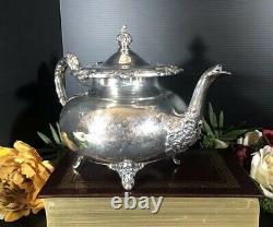 Vintage Community Ascot Tea Pot Silver Plated Etched Victorian Etched Design