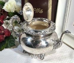 Vintage Community Ascot Tea Pot Silver Plated Etched Victorian Etched Design