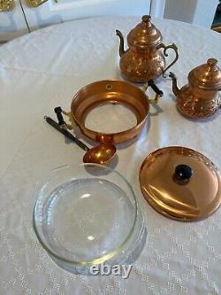 Vintage Copper Tea Pot Set With Soup Tureen