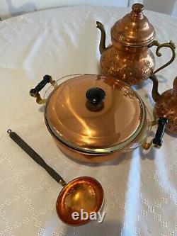 Vintage Copper Tea Pot Set With Soup Tureen