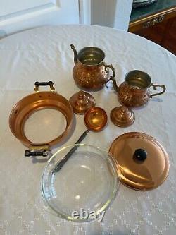 Vintage Copper Tea Pot Set With Soup Tureen