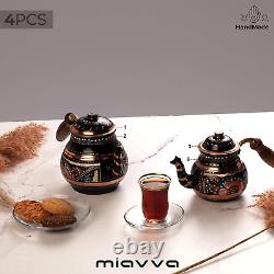 Vintage Copper Turkish Teapot Tea Kettle Pots Set for Stovetop Stove Top Decorat