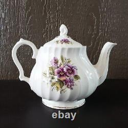 Vintage Crown Dorset Bone China Pansy Floral Teapot Sugar Bowl Creamer Tea Set