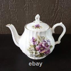 Vintage Crown Dorset Bone China Pansy Floral Teapot Sugar Bowl Creamer Tea Set