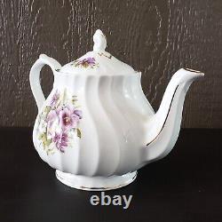 Vintage Crown Dorset Bone China Pansy Floral Teapot Sugar Bowl Creamer Tea Set