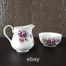 Vintage Crown Dorset Bone China Pansy Floral Teapot Sugar Bowl Creamer Tea Set