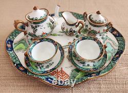 Vintage Crown Staffordshire England Ye Olde Willow Porcelain Miniature Tea Set