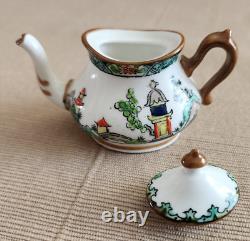 Vintage Crown Staffordshire England Ye Olde Willow Porcelain Miniature Tea Set