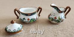 Vintage Crown Staffordshire England Ye Olde Willow Porcelain Miniature Tea Set