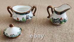 Vintage Crown Staffordshire England Ye Olde Willow Porcelain Miniature Tea Set