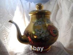Vintage Czech Bohemia Cranberry Teapot with Lid