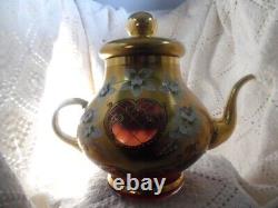 Vintage Czech Bohemia Cranberry Teapot with Lid