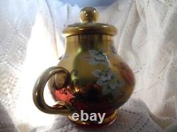 Vintage Czech Bohemia Cranberry Teapot with Lid