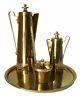 Vintage Dorlyn Brass Tommi Parzinger Coffee Set Tray Sugar Creamer Tall Pot Mcm