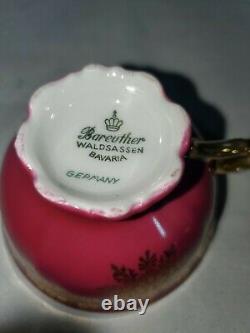 Vintage Demitase Tea Set Gold Trim Bareuther Waldsassen Bavaria Germany Romance