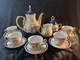 Vintage Demitasse 5 Cups & Saucers Creamer Sugar Bowl Tea Potroyal Blu& Gold