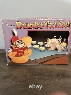Vintage Disney Dumbo Tea Set Collectible China Teapot Sugar Bowl Cups NOB
