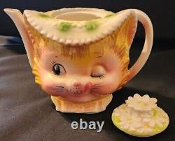 Vintage Enesco Winking Kitten Miss Priss Buttercup Anthropomorphic Teapot
