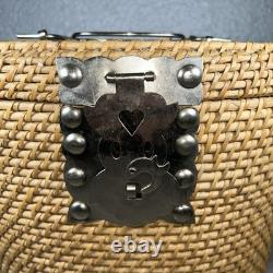 Vintage Fine 3pc Asian Tea Set with Woven Wicker Carrying Warmer Basket Signed