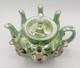 Vintage Fine Green Hand Painted Portrait Pattern Porcelain Teapot With 7 Sprouts