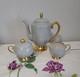 Vintage Flintridge China Tea Service Tea Pot Creamer & Sugar Grey & Gold Trim