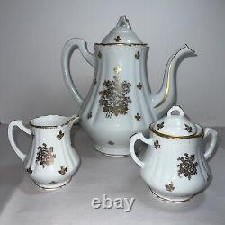 Vintage Fonde En 1789 France tea set Tea Pot, Sugar And Creamer