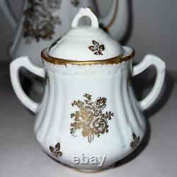 Vintage Fonde En 1789 France tea set Tea Pot, Sugar And Creamer