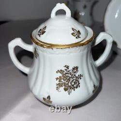Vintage Fonde En 1789 France tea set Tea Pot, Sugar And Creamer