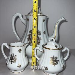 Vintage Fonde En 1789 France tea set Tea Pot, Sugar And Creamer