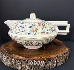 Vintage French Art Deco Ceramic Tea Pot and Sugar Bowl Set