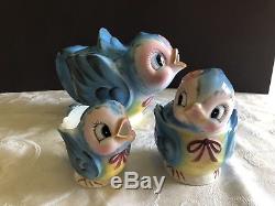 Vintage Geo Z Lefton Bluebird Teapot (#438), Creamer & Sugar Bowl Set (#290)