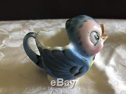 Vintage Geo Z Lefton Bluebird Teapot (#438), Creamer & Sugar Bowl Set (#290)