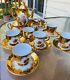 Vintage German Bavaria Porcelain Gold Demitasse Tea 18 Pc Set Teapot Creamer