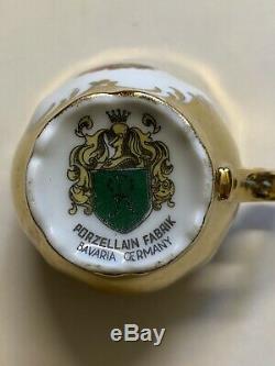 Vintage German Bavaria Porcelain GOLD Demitasse Tea 18 pc SET teapot creamer