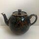 Vintage Gibson's Made In England Tea Pot Gold Trim Drip Glaze Cherry Tree # A587