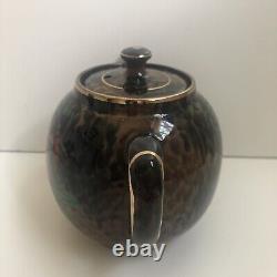Vintage Gibson's Made In England Tea Pot Gold Trim Drip Glaze Cherry Tree # A587