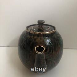 Vintage Gibson's Made In England Tea Pot Gold Trim Drip Glaze Cherry Tree # A587